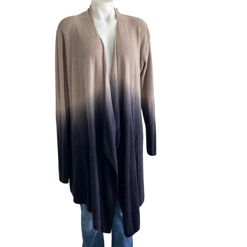 Barefoot Dreams CozyChic Lite Ombre Calypso Cardigan Tan Black 436 L/XL